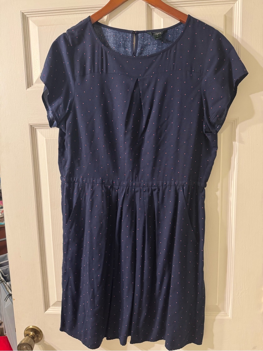 EUC J. Crew Navy Polka Dot Dress size 12
